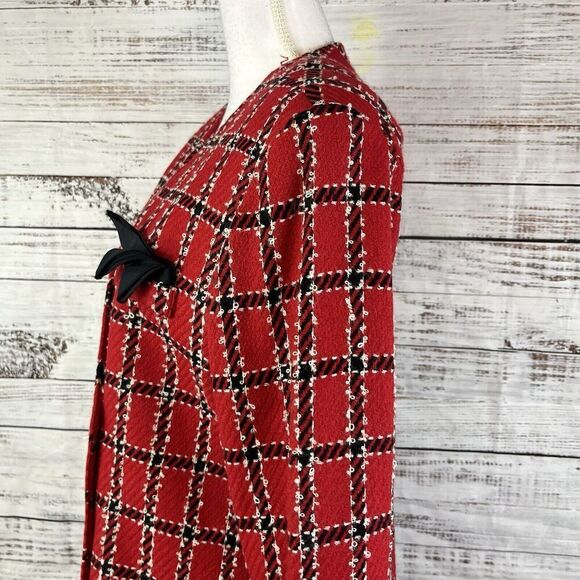 Vintage Clifford & Willis Red Black Wood Plaid Blazer Jacket sz 16 Career Suit - Picture 9 of 12